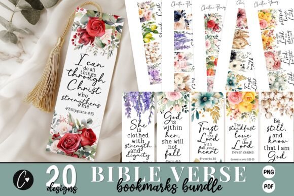 20 Bible Verse Bookmark Bundle Graphic Crafts By Christine Fleury