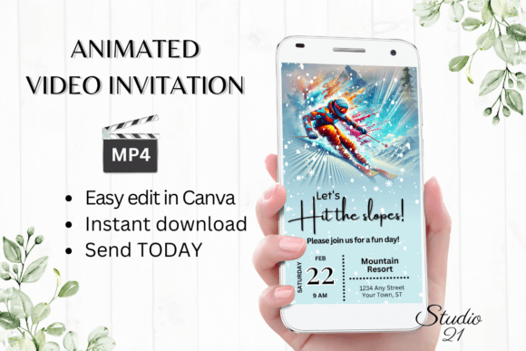 Animated Ski Trip Invitation