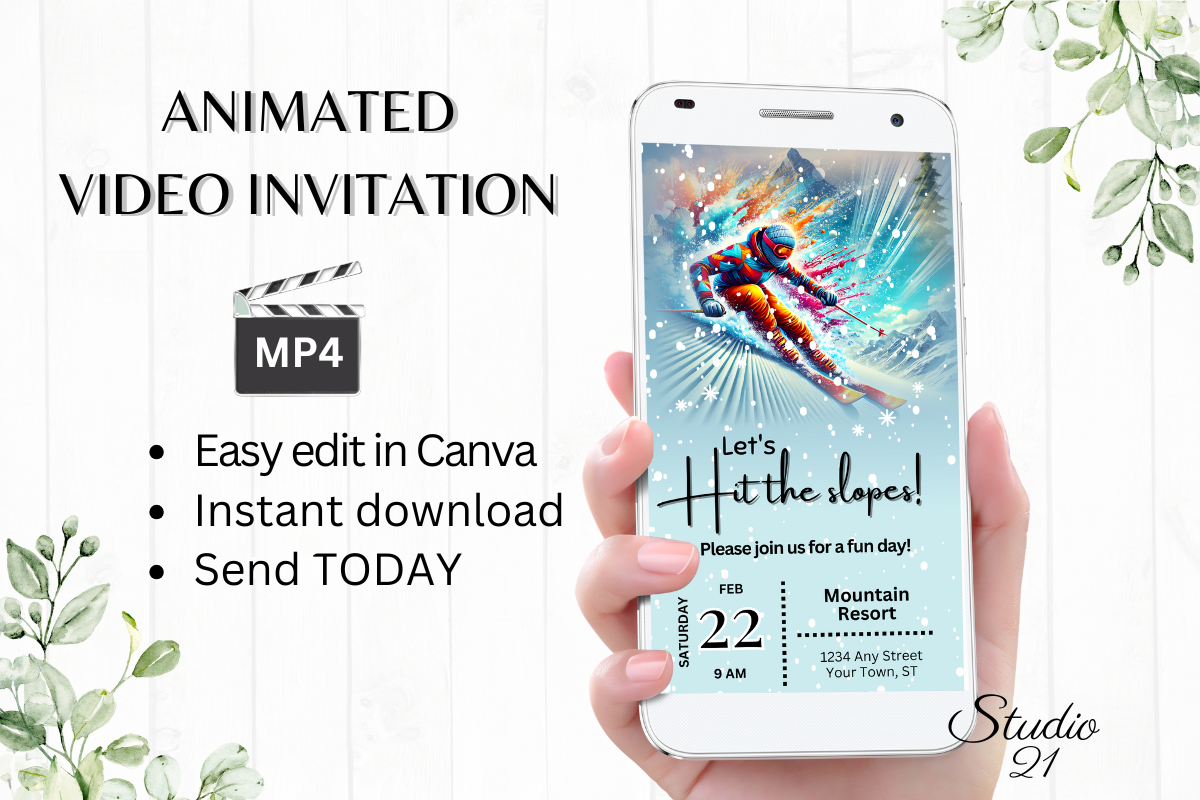 Animated Ski Trip Invitation