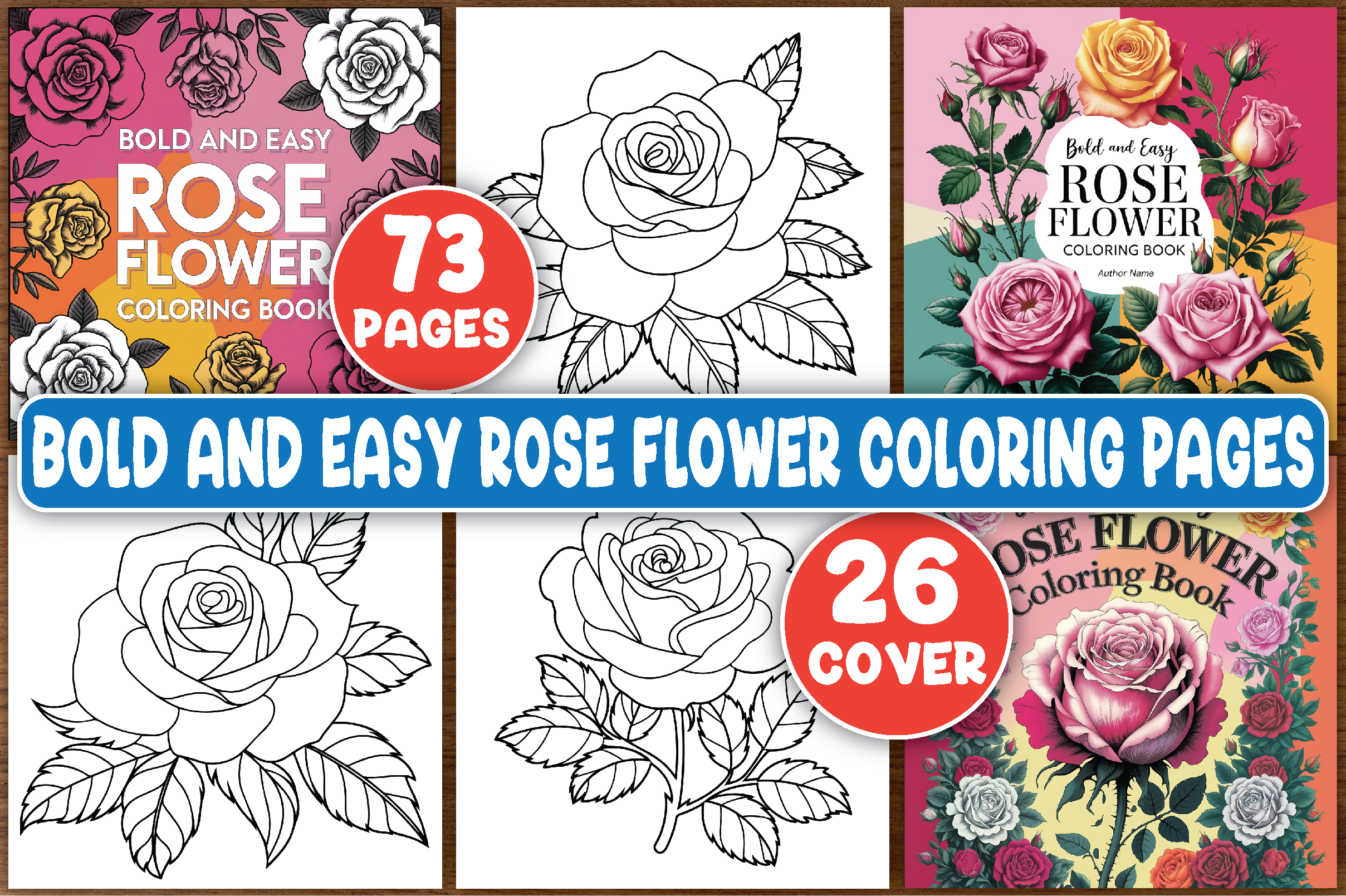 Bold and Easy Rose Flower Coloring Pages