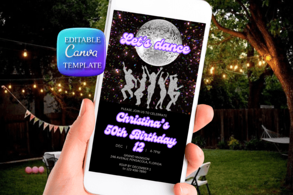 Disco Party Birthday Invitation