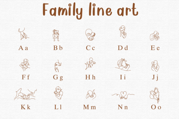 Family Line Art Font PNG with transparent background - Preview 1