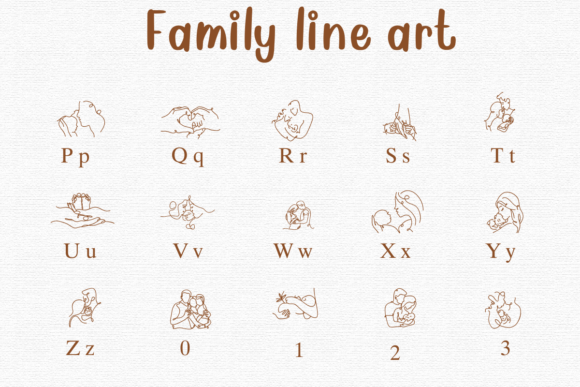 Family Line Art Font PNG with transparent background - Preview 2