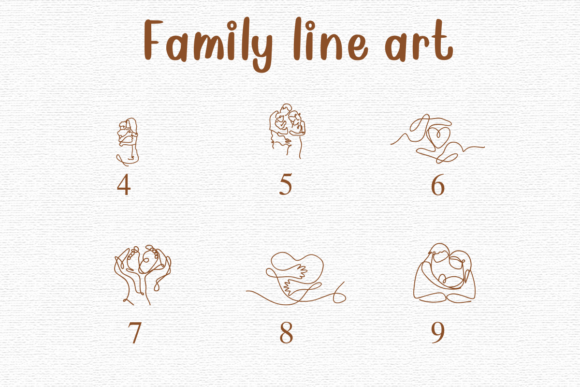 Family Line Art Font PNG with transparent background - Preview 3