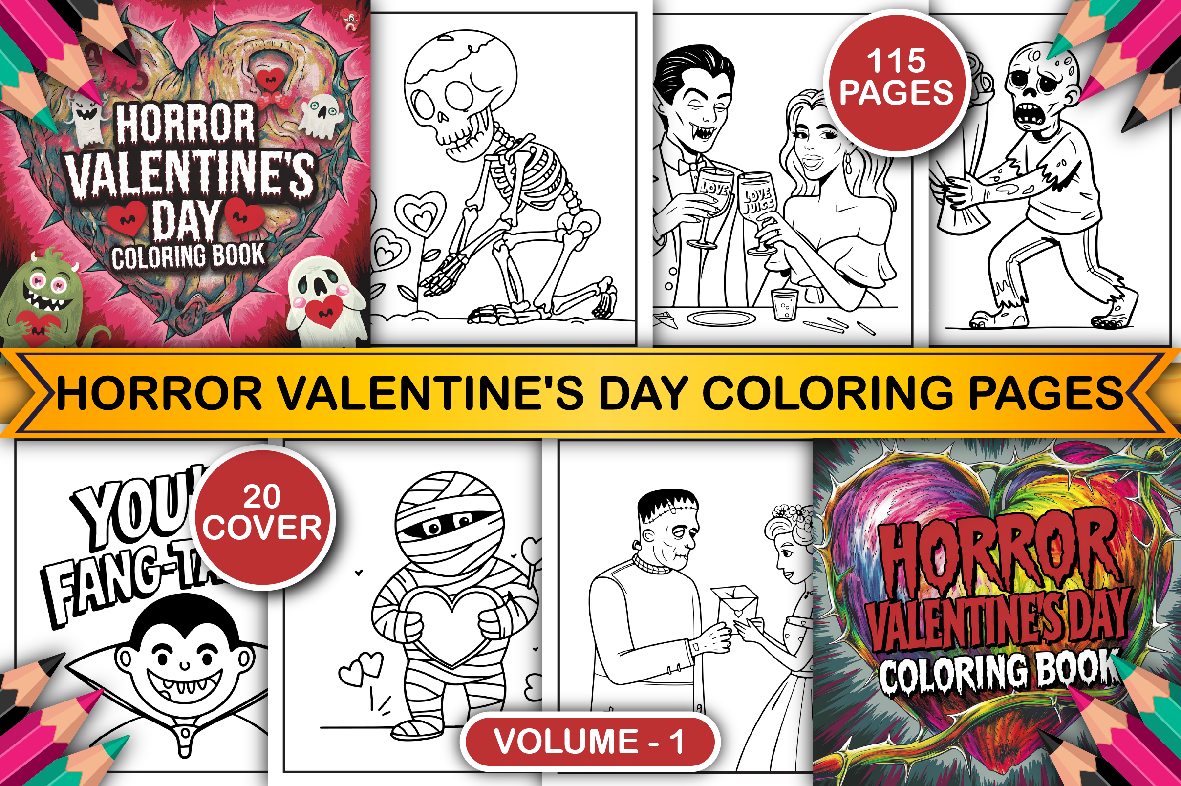 Horror Valentine Day Coloring Pages