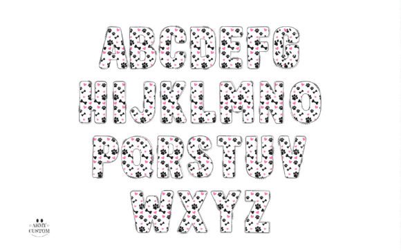 Love Valentine's Dog Paw Font PNG with transparent background - Preview 2