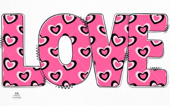 Love Valentine's Layer Heart Font PNG with transparent background - Preview 1