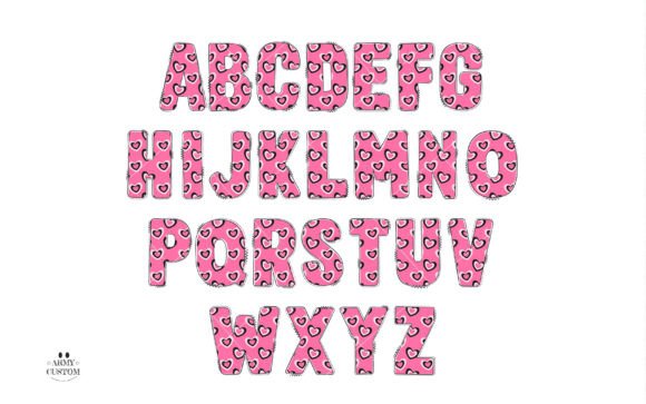 Love Valentine's Layer Heart Font PNG with transparent background - Preview 2