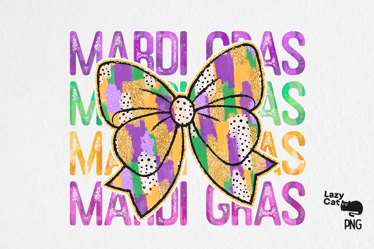 Mardi Gras Coquette Bow PNG Sublimation Graphic by Lazy Cat · Creative ...