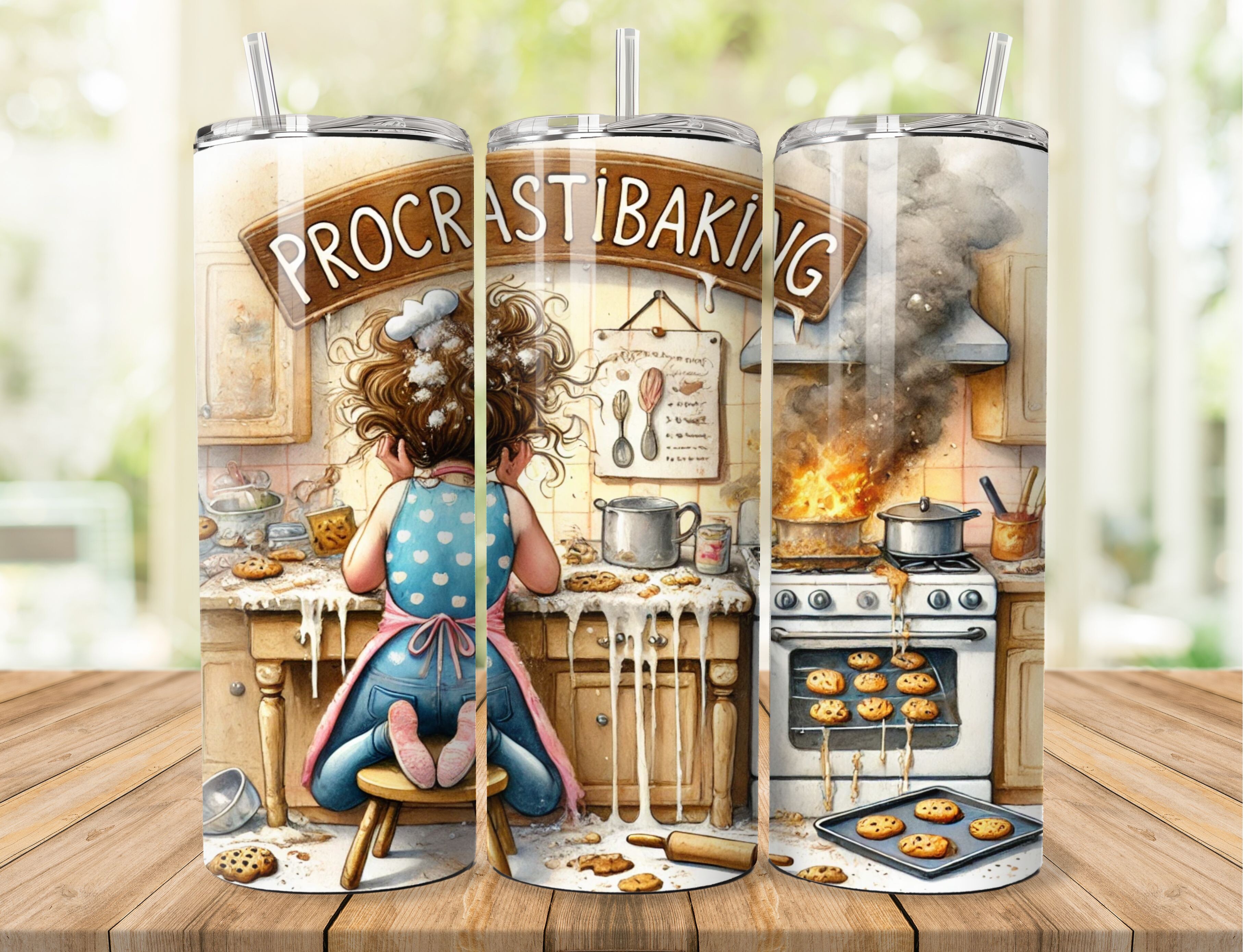 Procrastibaking Chaos Tumbler Wrap Graphic by Farook Art · Creative Fabrica