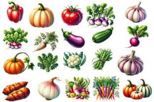 Watercolor Vegetables Clipart Set Graphic by Designworld · Creative Fabrica