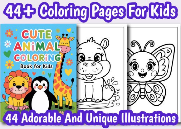 44+ CUTE ANIMALS COLORING PAGES for KIDS