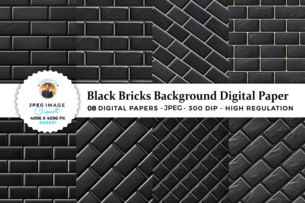 Black Bricks Background Digital Papers Graphic by sagorarts · Creative ...