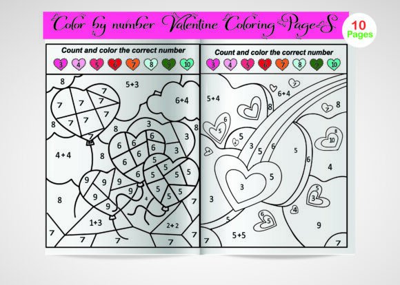 Color by Number Valentine Coloring Pages