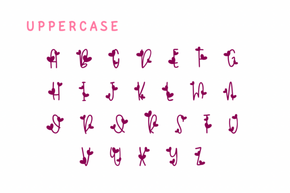 Hearts Love Font PNG with transparent background - Preview 1