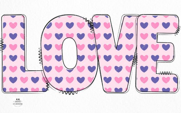 Love Valentine's Hearts Font PNG with transparent background - Preview 1