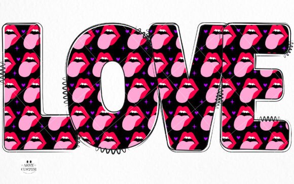 Love Valentine's Lips Font PNG with transparent background - Preview 1