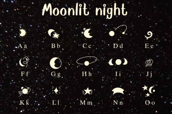 Moonlit Night Font PNG with transparent background - Preview 1
