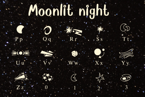 Moonlit Night Font PNG with transparent background - Preview 2