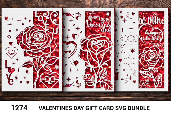 Valentine's Day Rose Card SVG Bundle1274 · Creative Fabrica