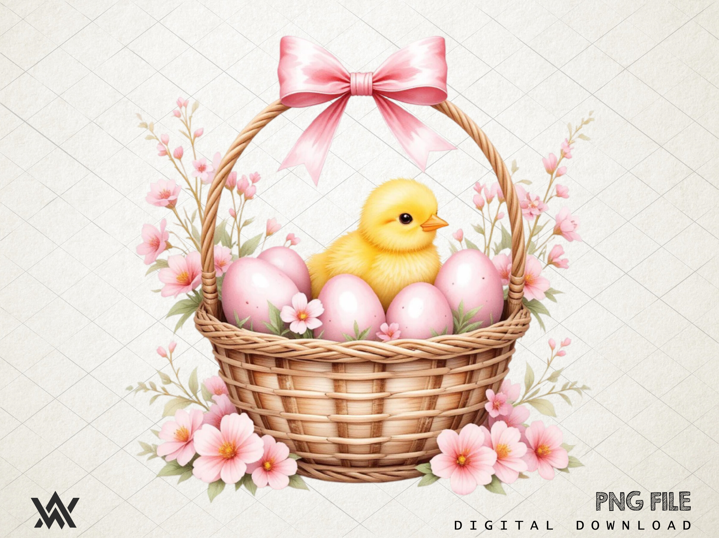 Vintage Easter Eggs Chick Clipart Png Graphic by WatercolorArtist ...