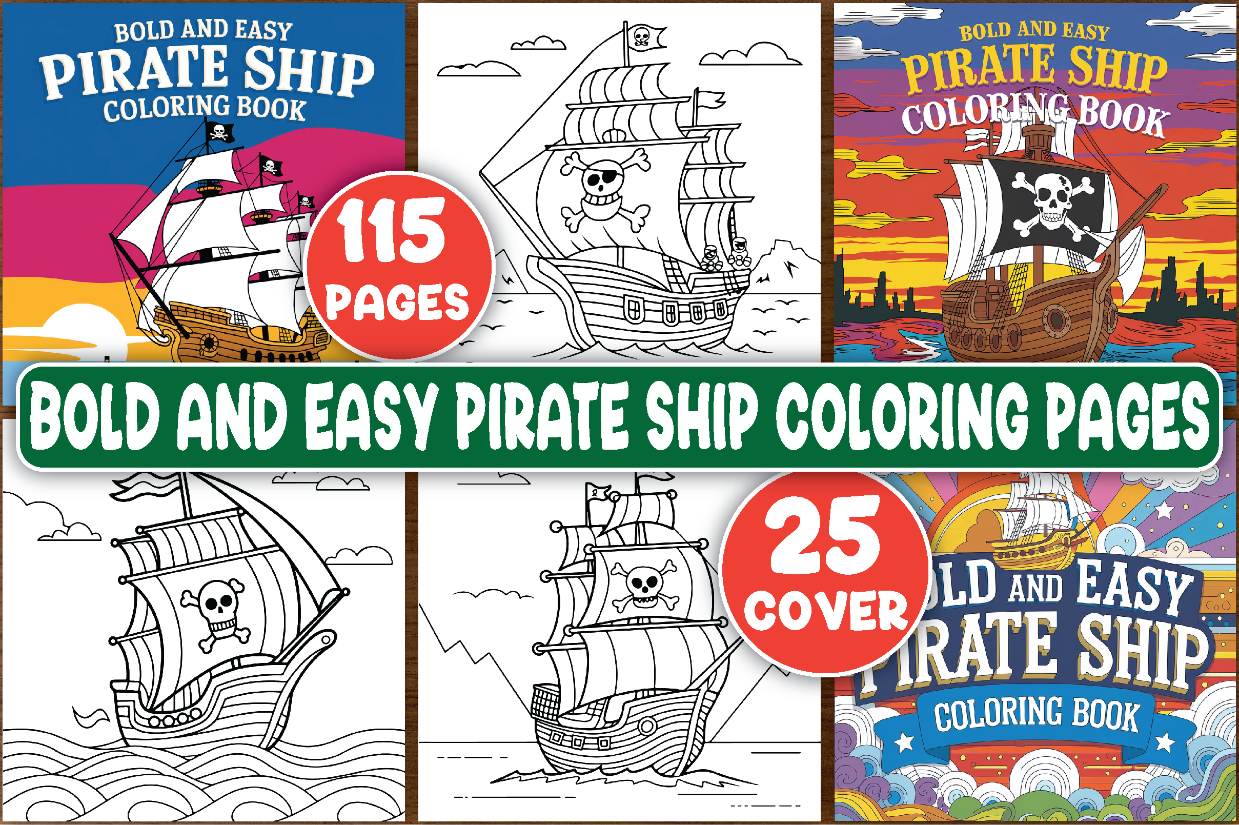 Bold and Easy Pirate Ship Coloring Pages