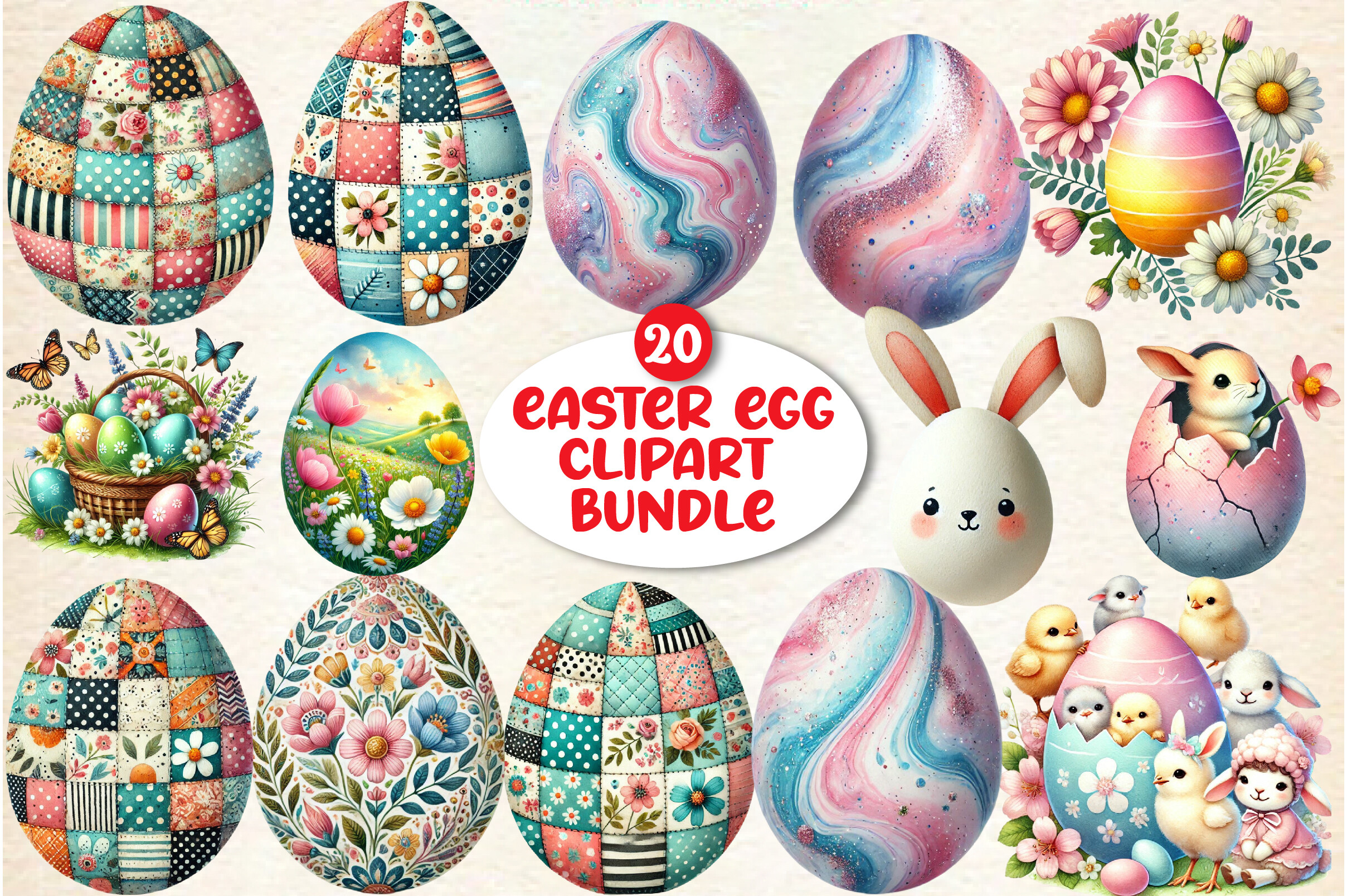 Easter Egg Sublimation Clipart Bundle Graphic by DreamArtGraphic ...