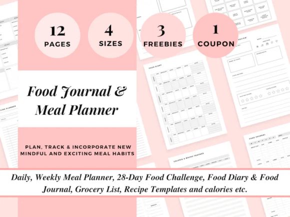 Meal Plan & Prep Planner, Food Journal