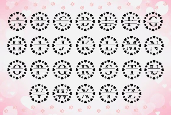 Paw Heart Mongram Font PNG with transparent background - Preview 1