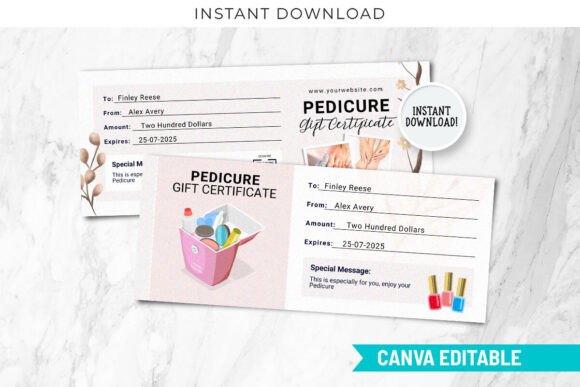 Pedicure Gift Certificate Templates