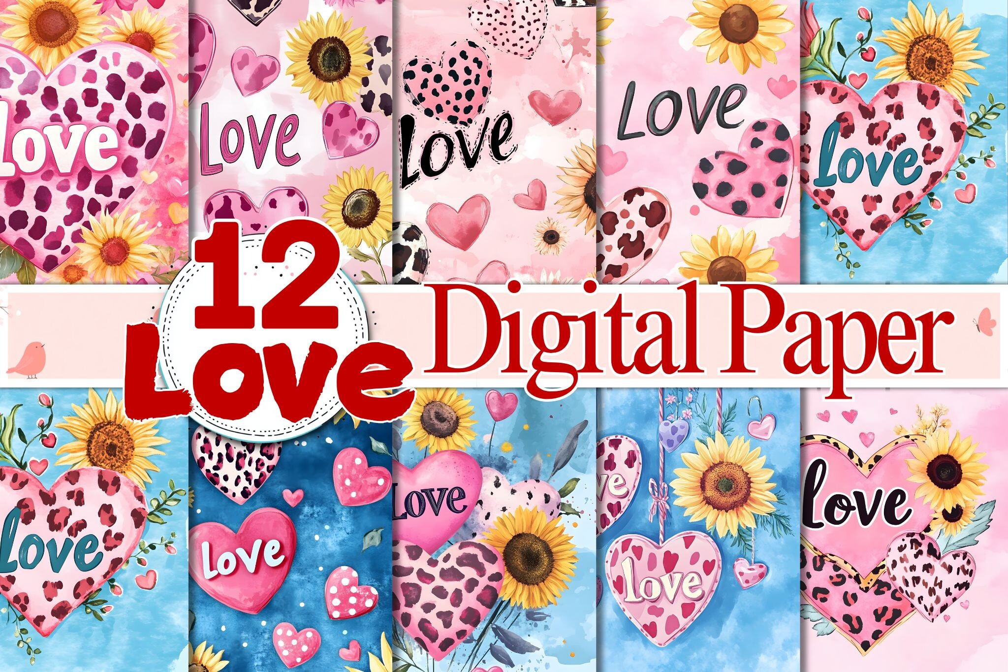 Retro Valentine Digital Paper Pack Graphic by craftsmaker · Creative ...