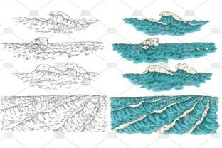 Sea waves. Vintage vector engraving