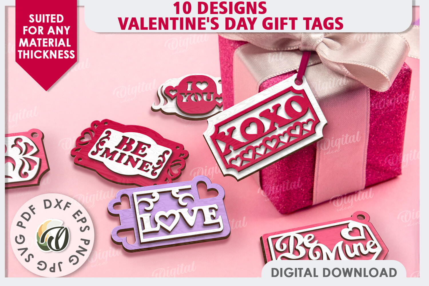 Valentines Day Gift Tags LaserCut Bundle · Creative Fabrica