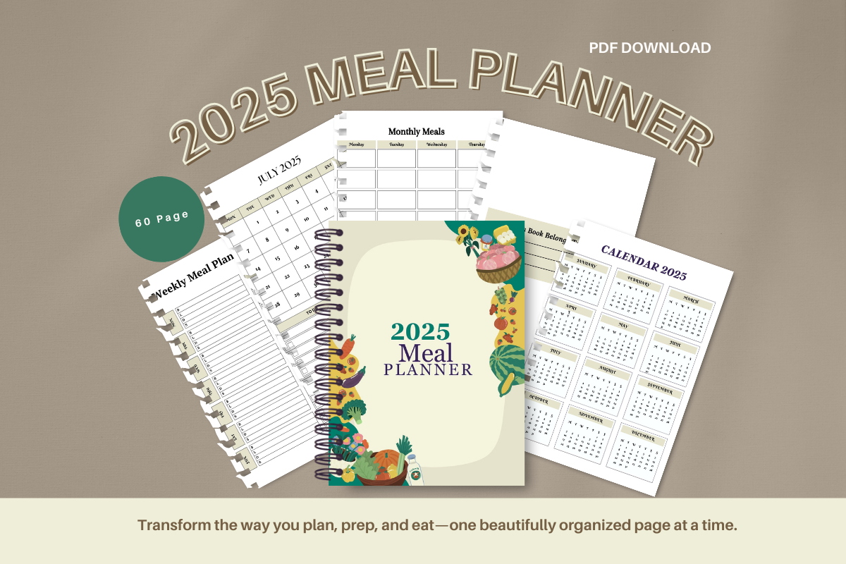 2025 Meal Planner 60-Page PDF Digital