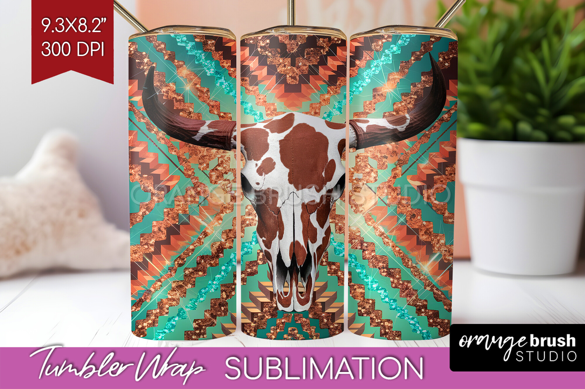 Boho Western Tumbler Wrap PNG Graphic by Orange Brush Studio · Creative ...