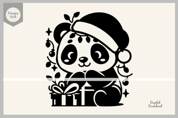 Christmas Panda SVG Clipart Silhouette Graphic by DESIGNS NOOK ...