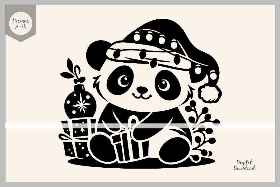 Christmas Panda SVG Clipart Silhouette Graphic by DESIGNS NOOK ...