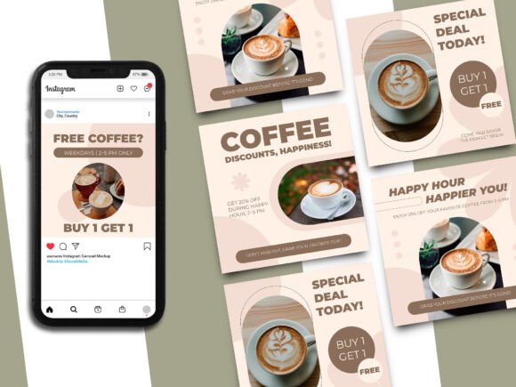 Preview of Coffee Shop Promotion Instagram Post coffee shop social media template