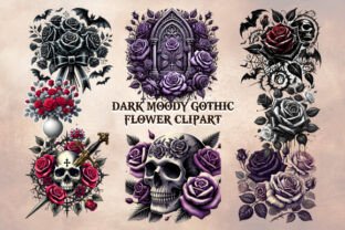 Dark Moody Gothic Flower Clipart Graphic by Honeyglow Art Studio ...