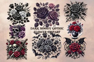 Dark Moody Gothic Flower Clipart Graphic by Honeyglow Art Studio ...