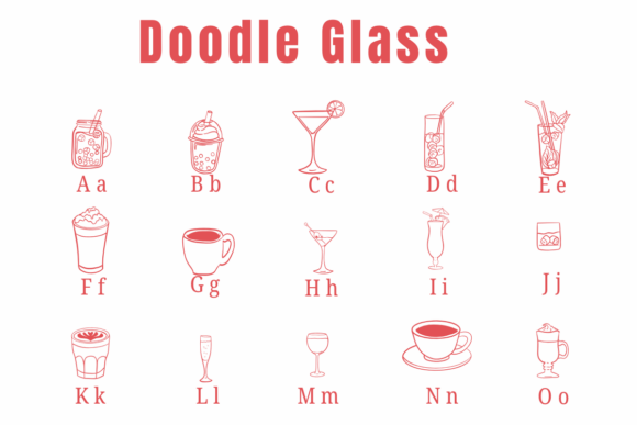 Doodle Glass Font PNG with transparent background - Preview 1