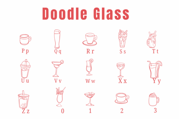 Doodle Glass Font PNG with transparent background - Preview 2