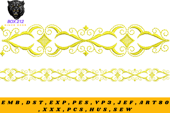 Elegant Motif Borders Embroidery Design