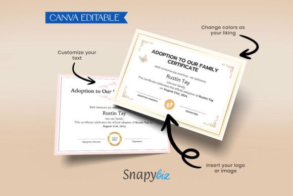 Family Adoption Certificate Templates