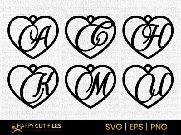 Heart Alphabet Font Az Laser Svg Graphics