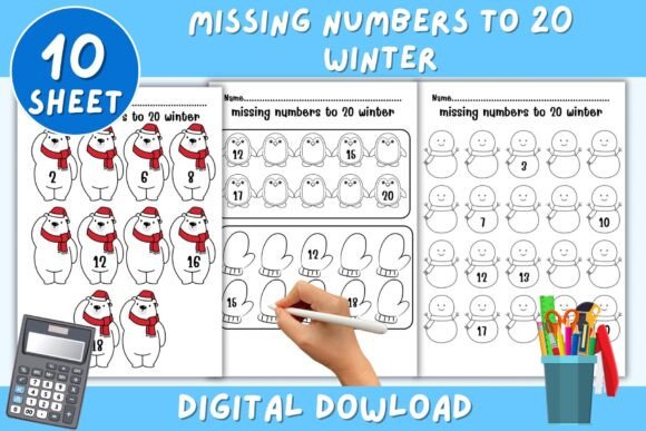 Missing Number to 20 Winter Worksheet