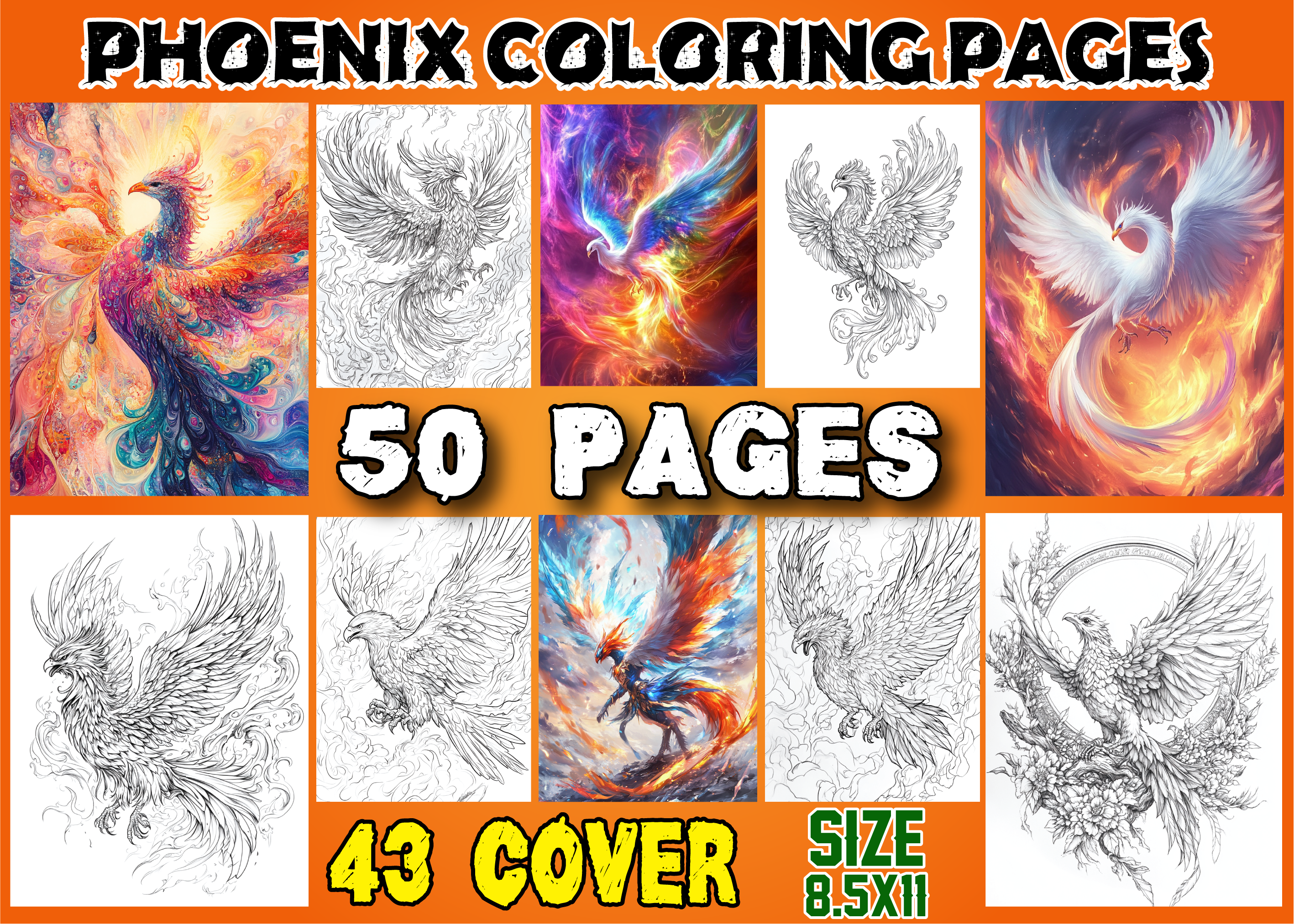 Phoenix Coloring Pages for Adults