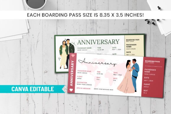 Anniversary Gift Ticket Canva Templates