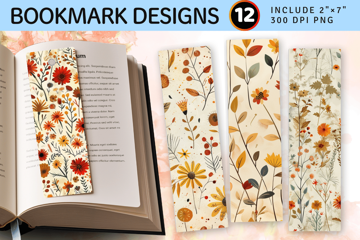 Autumn Meadow Flowers PNG Bookmark Desig Graphic by CraftyCakes ...