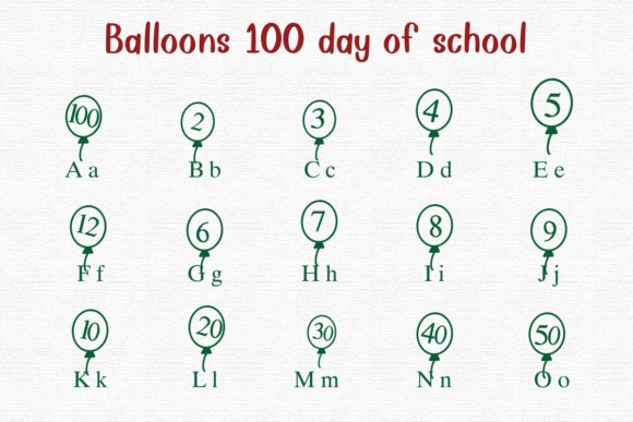 Balloons 100 Days of School Dingbat Font Font - Preview 1